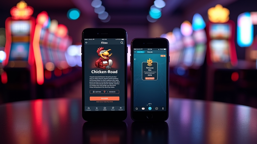 Android and iPhone screens showing Chicken Road demo download options